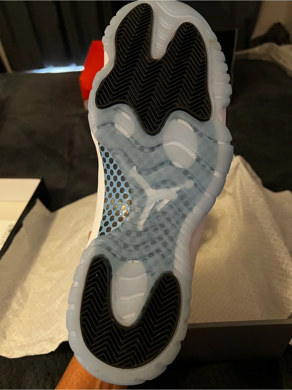 Jordan 11 Retro Men’s White/Icy Blue High-Top Sneakers